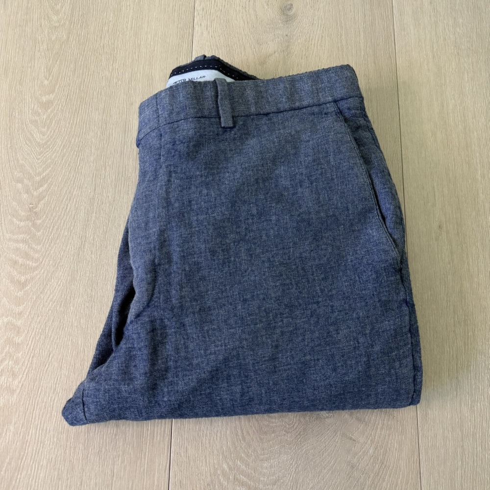 Peter Millar Pants Mens 34x32 Blue Harker Wool Cotton Trousers Luxury Canada